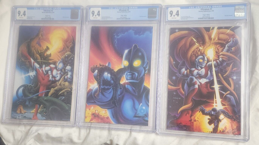 🔑🔥1st "Virgin" BKS Netflix Ultraman 1 2 3 FULL SET CGC 9.4 GetBagCard! 193 194